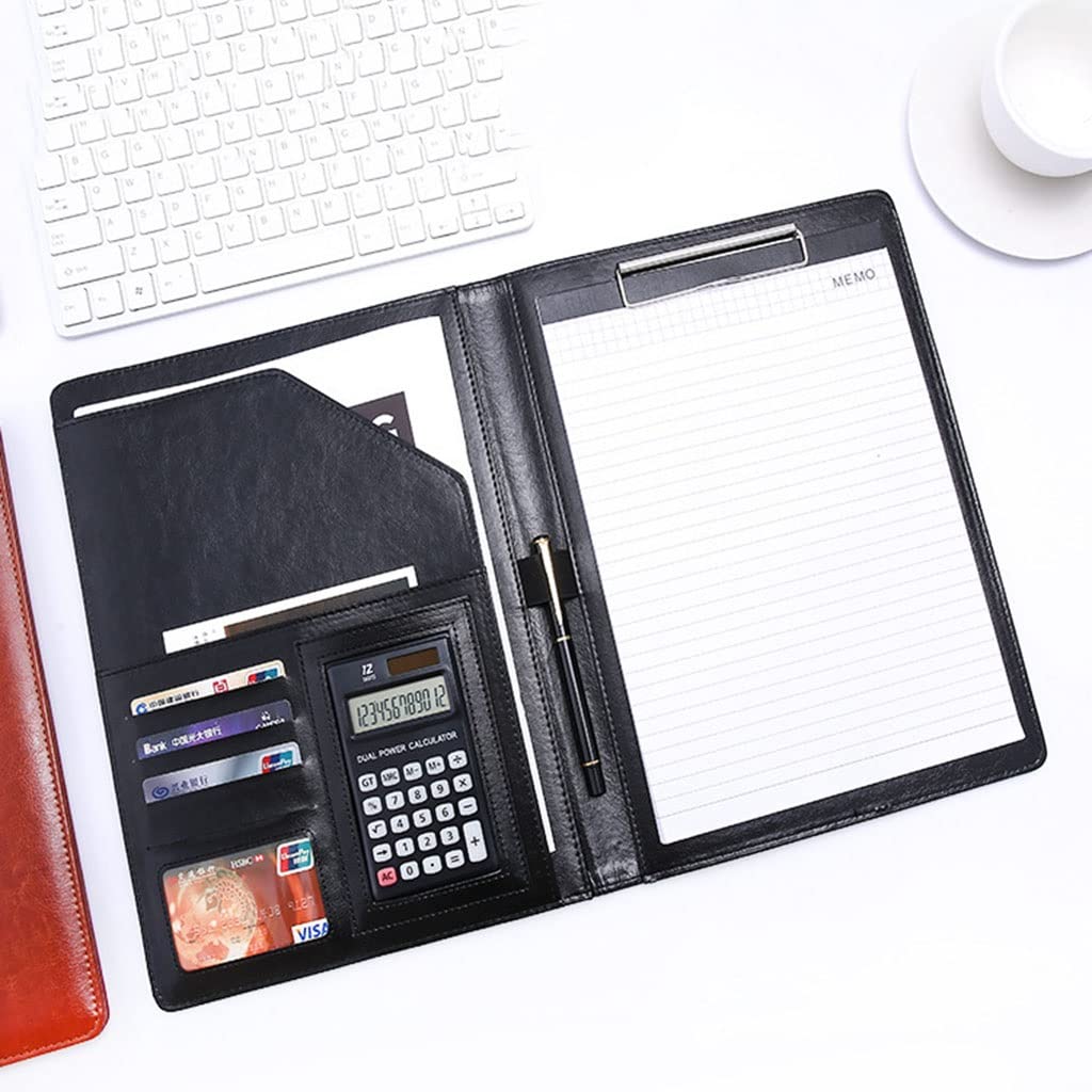 Teczka konferencyjna Organizer na dokumenty， Teczka A4 z schowkiem i miejscem do przechowywania, organizer na dokumenty w formacie A4, praktyczne kieszenie, przegródki na karty(Blauw,No calculator)