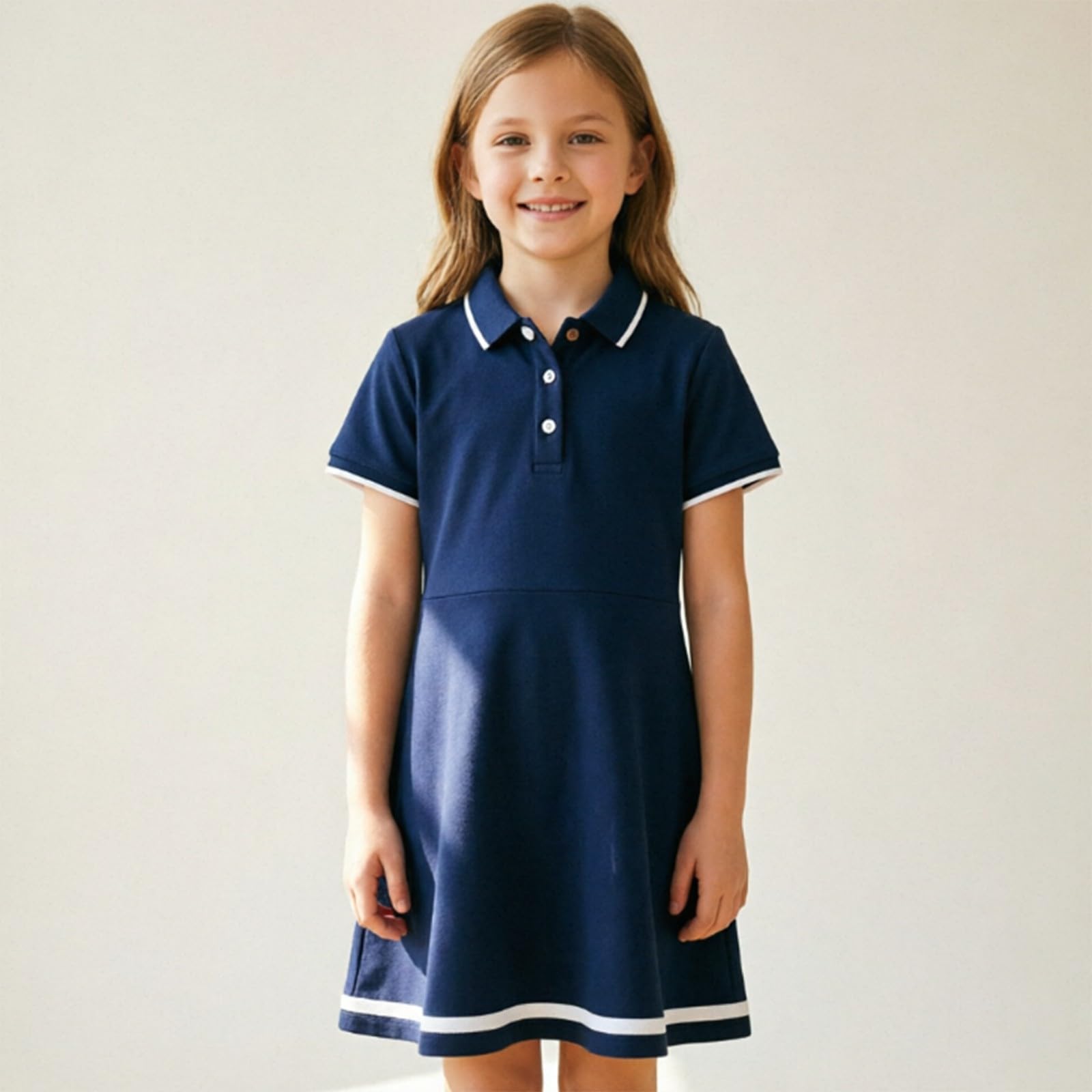 Vestido polo escalonado para niñas y niñas
