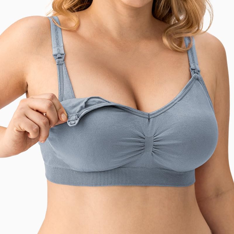 Image of Angelhood Womens Seamless Sleep Nursing Bra,Breastfeeding Maternity Bra with Remove Bra Pads Extenders Pack of 3