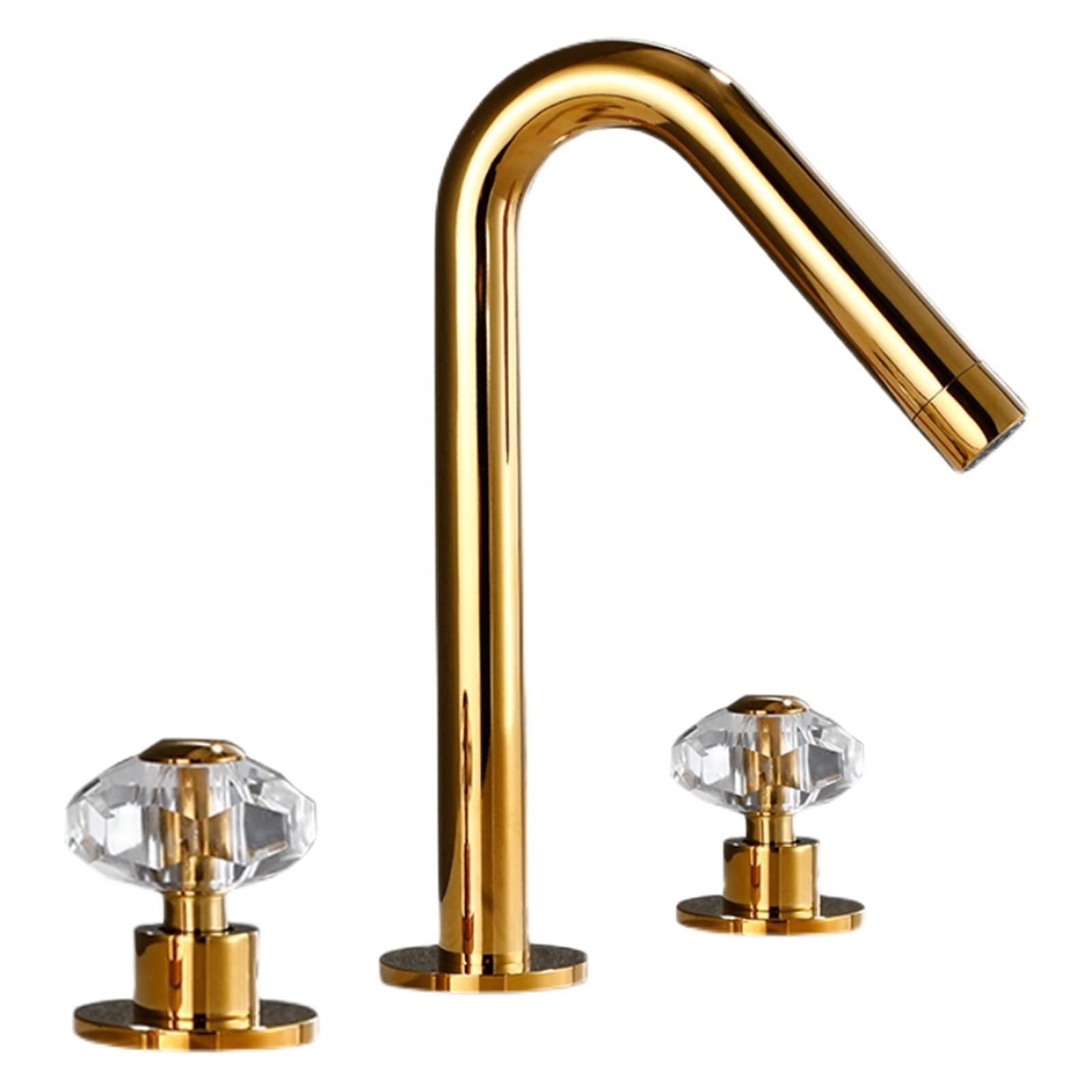 Mitigeur de lavabo en laiton doré robinet évier cristal 3 trous 8 pouces