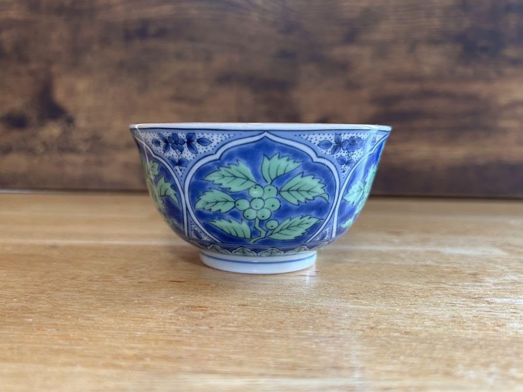 Amazon.co.jp: 美濃焼 庫山窯 青華緑彩 湯呑み茶碗 5客組 : ホーム