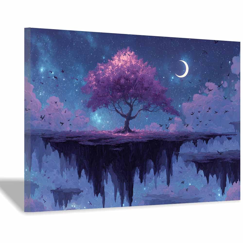XENIOU Tree Of Life Wall Art Nebula colorful tree canvas painting wall art, Living Room Bedroom Hallway Stairs Decoration.(Multicolor)-70x100cm Framed