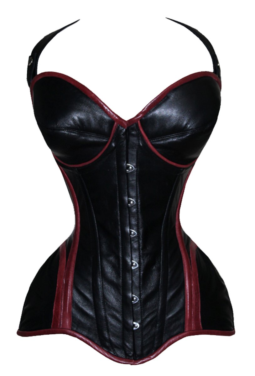 luvsecretlingerie Heavy Duty 26 Double Steel Boned Waist Training Genuine Leather Overbust Tight Shaper Corset 8462-A-LE