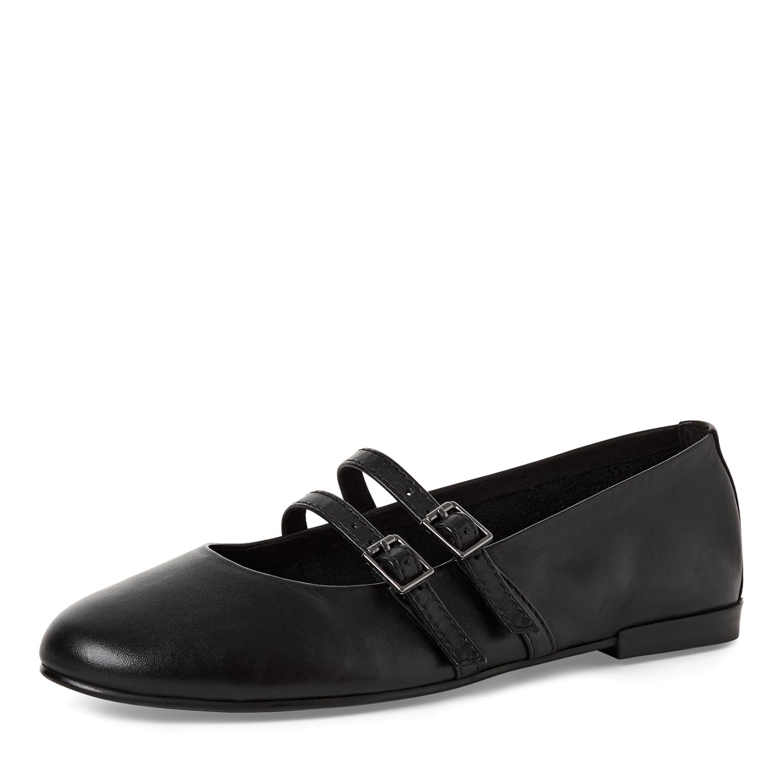 MARCO TOZZI Women Ballerinas Soft Feel Me Footbed Leather Soft Lining Fashionable, Black (Black), 8.5 UK
