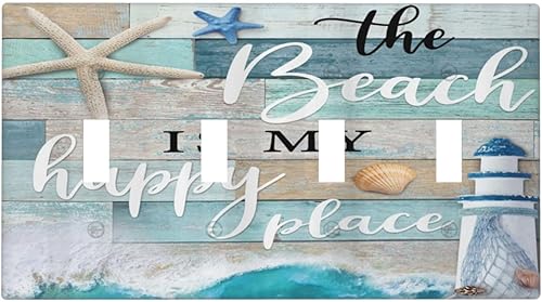 Miniatura 141 de Cubiertas Decorativas para Interruptor de Luz de Palanca Triple Retro Rojo Pulpo Monstruo Ola Marina Azul de 3 Segmentos Cubiertas de Placa de Pared