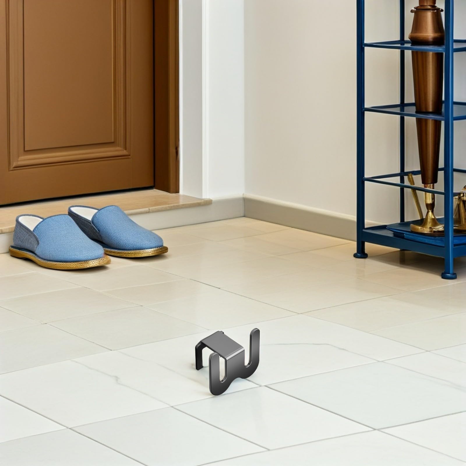 Homoyoyo Perchero para Zapatillas sin Perforaciones, Zapatero de Pared, Aleación de Aluminio, Gris Pistola, Ahorro de Espacio, para Baño y Puerta
