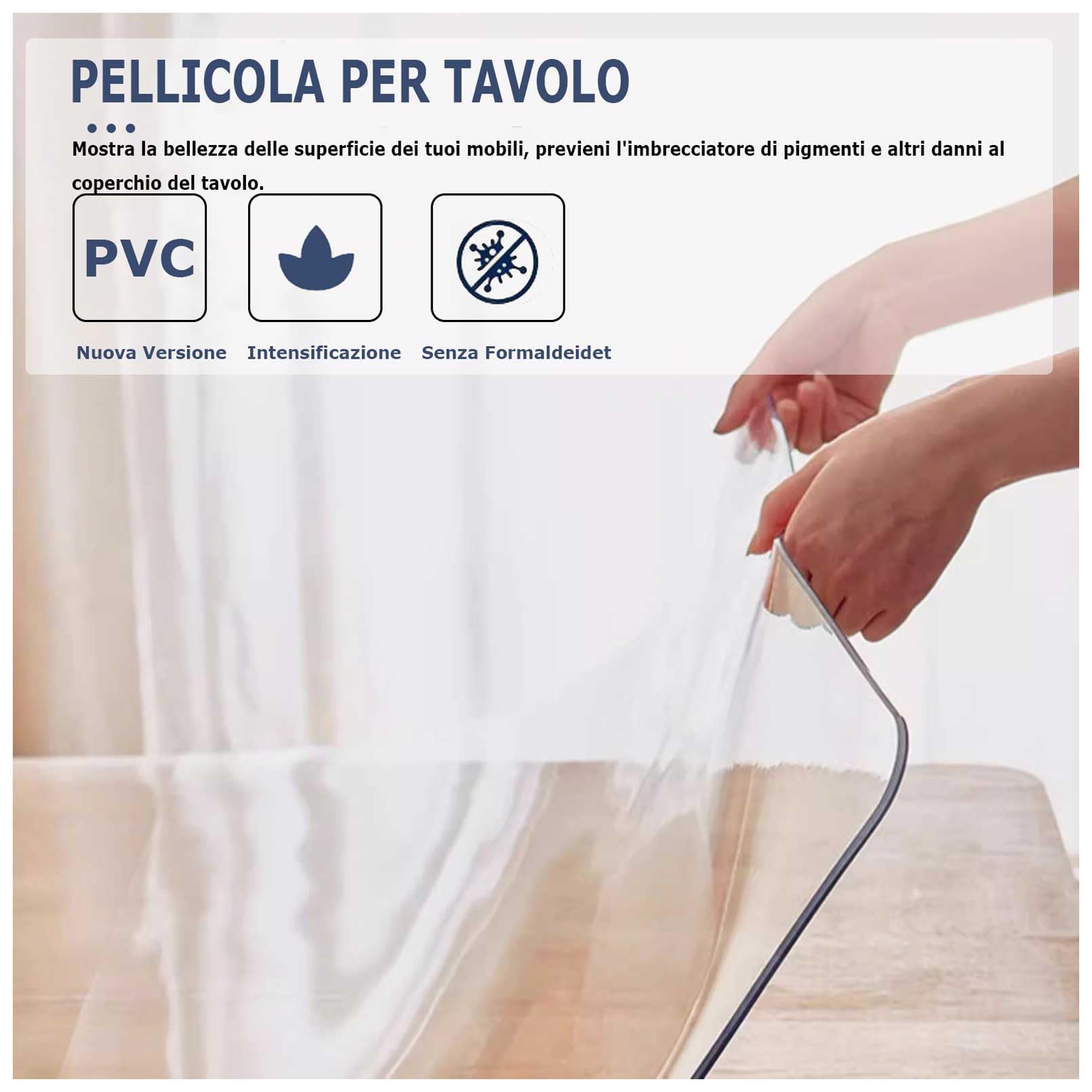 Generico Pellicola Protettiva in PVC 80x240cm 1.5 mm, Trasparente, Angoli Smussati, Facile da Rimuovere
