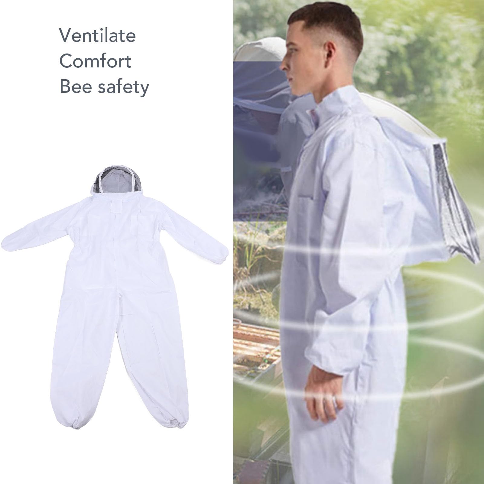 Costume D'apiculteur Combinaison de Protection Globale, Vêtements de Protection D'apiculteur avec Voile Capuche Chapeau Protection Vêtements D'apiculteur Professionnel Costume