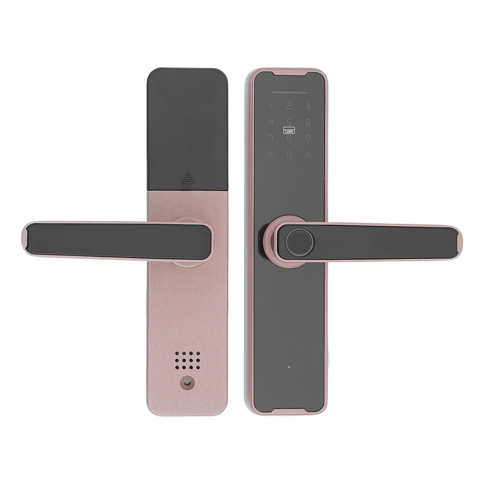 Serratura delle impronte digitali 5 in 1 serratura elettronica supporto del telecomando APP, serratura intelligente impronte digitali chiave scorrevole carta password sblocco (oro rosa)