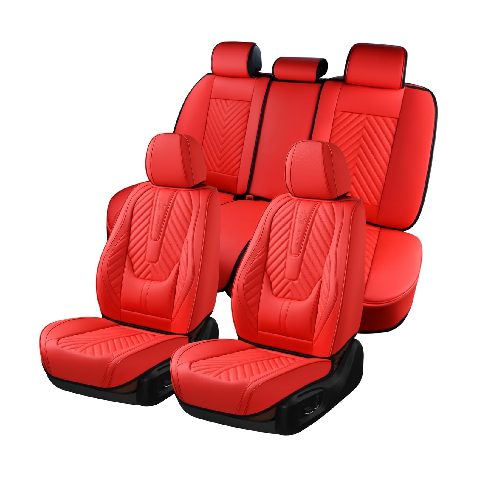 Coverado Car Seat Covers, Leatherette Seat Covers Full Set, Luxury Automotive Seat Covers Protector Cover Seat Universal Fit for Most Cars SUV Truck