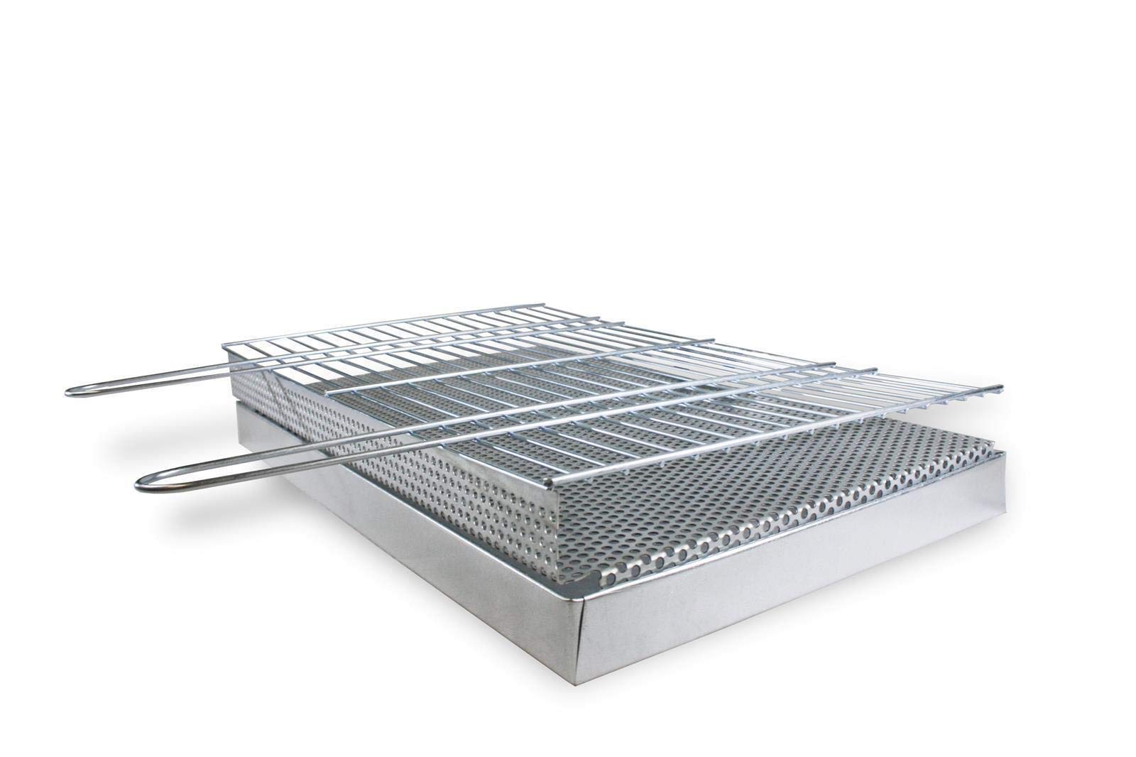 BitWa Pojemnik na popiół + ruszt do grillowania 4 mm + ruszt na węgiel 100 x 50 cm w zestawie kominek do grilla