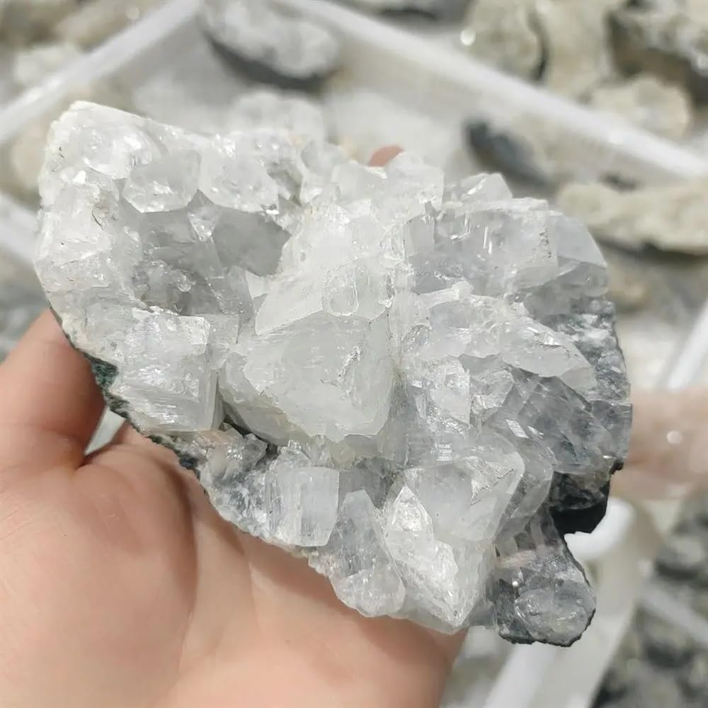 AtkitS Cristales Naturales apofilita, especímenes de Piedra Mineral, aprecia la colección de enseñanza e investigación científica decoración del hogar(1000-1300g)