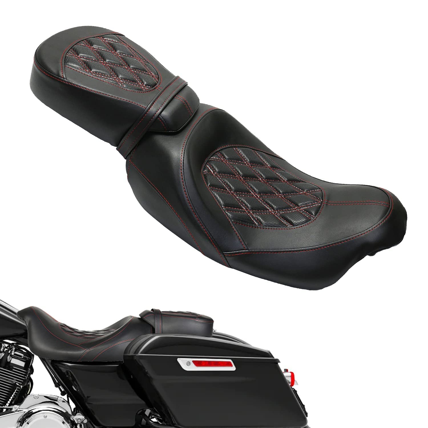 LowProfile Seats Rider Passenger Pillion Leather Seat for Harley 2009