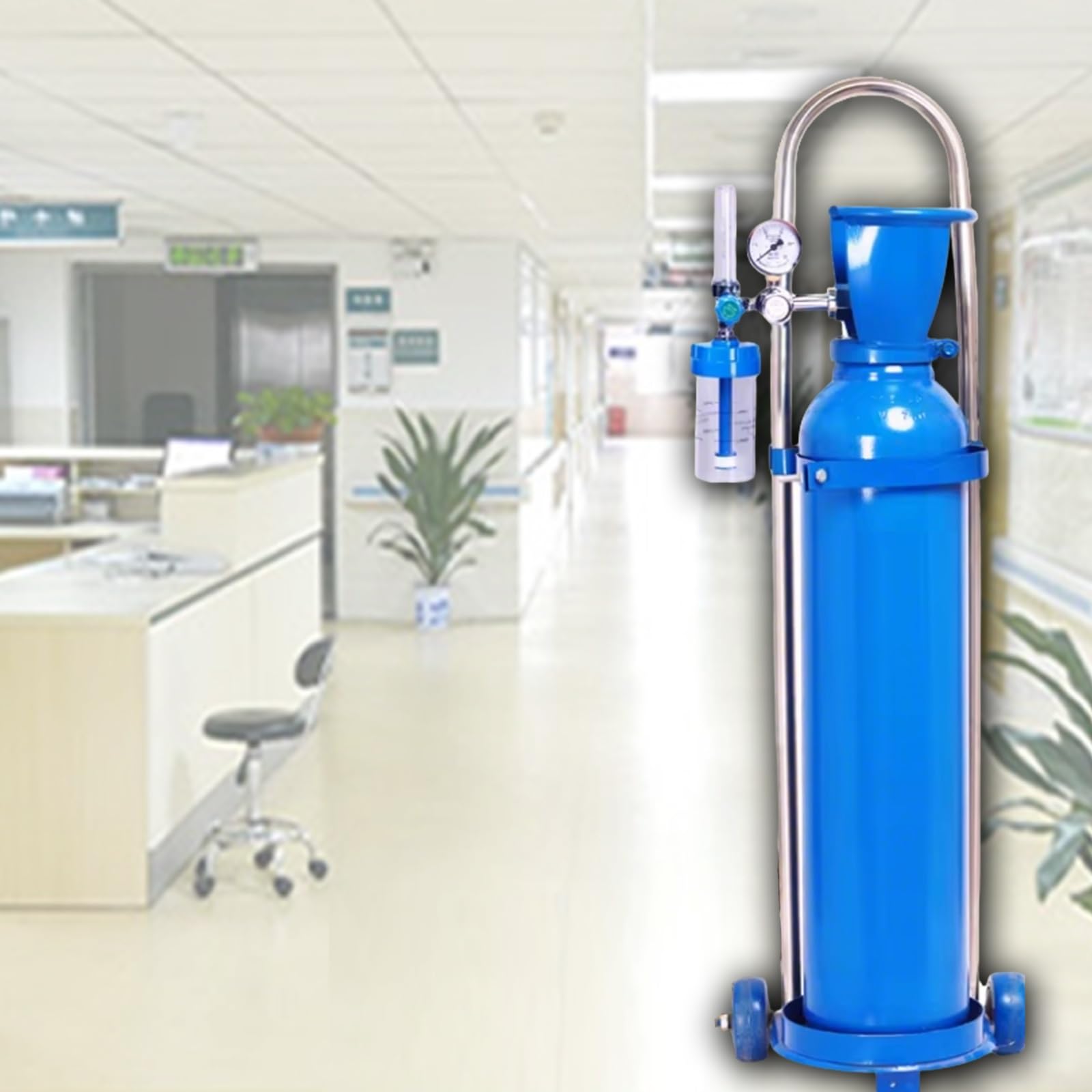 Genérico Carro pequeño para Tanque de oxígeno con asa Curva, Carro para Cilindro de Gas de Transporte con diámetro < 17 cm (6 7/10 Pulgadas), Carretilla de Mano para Cilindros basculante de