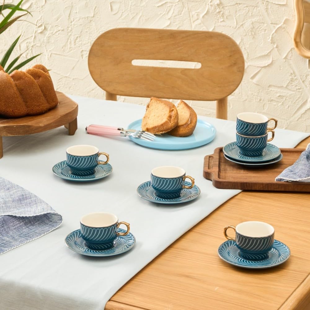 KARACA Olympian Lot de 6 tasses à café Bleu 90 ml