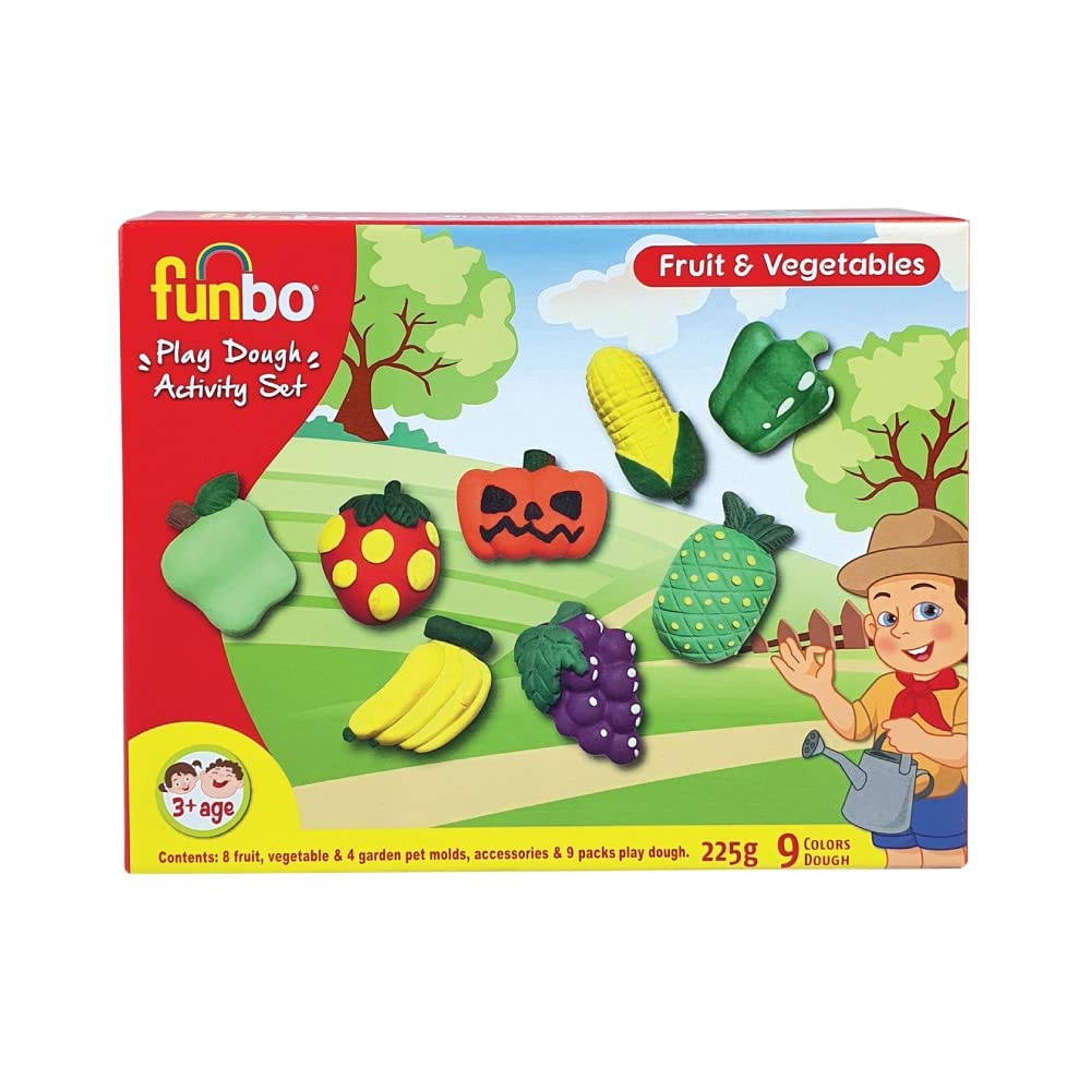 Funbo Play Dough Activity Set Fruit & Veg 225G + Molds