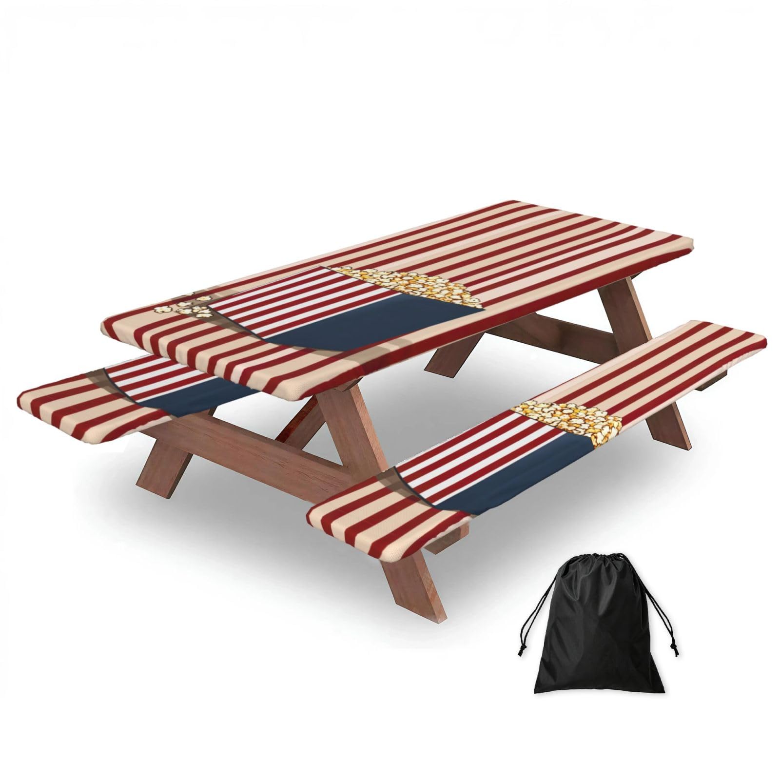 Popcorn Print Print 3 Pack Wipeable Picnic Bench Cover And Table Cover Lightweight Table Cloth For Camping Outdoor
