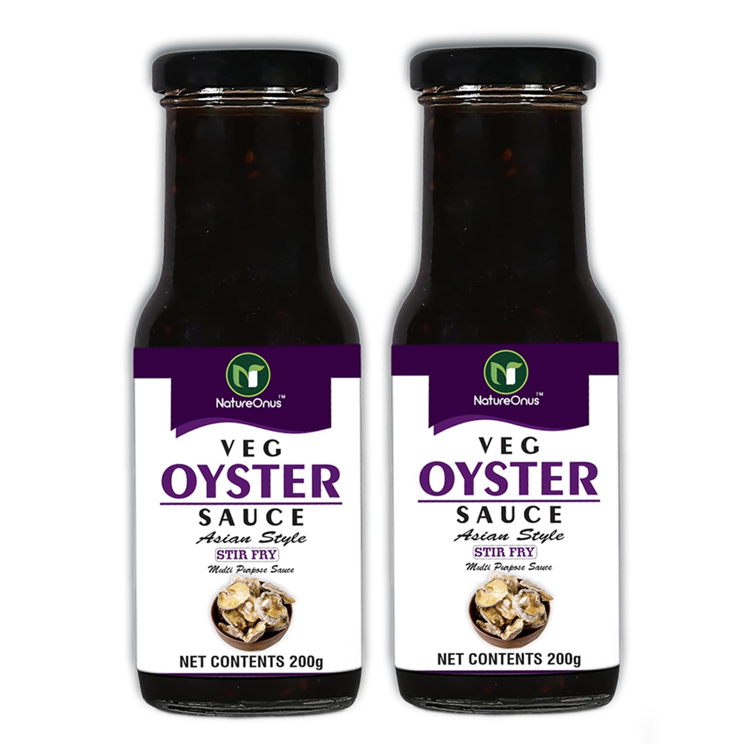 NATUREONUS Veg Oyster Sauce |Thai Cuisine|Oyster Sauce Stir Fry for Cooking|Get Restaurant Style Taste|Use as Ingredient or Condiment With Meat, Poultry, Vegetables & Noodles, 200 gram (Pack of 2)