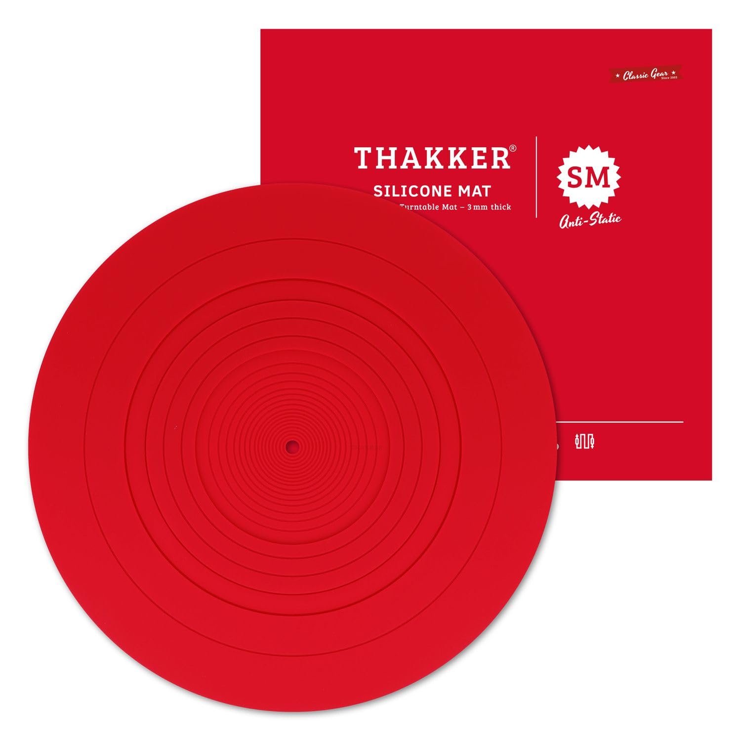 THAKKER Silicone Mat Red - Alfombrilla de Silicona antiestática para Tocadiscos - Rojo | 3 mm de Espesor | 298 mm de diámetro | para Tocadiscos de 12