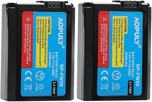 Miniatura 6 de Paquete de 2 baterías de repuesto NP-FW50 y pantalla LCD inteligente cargador dual compatible con cámara Sony Alpha a6500, a6300, a6000, a7s, a7s,