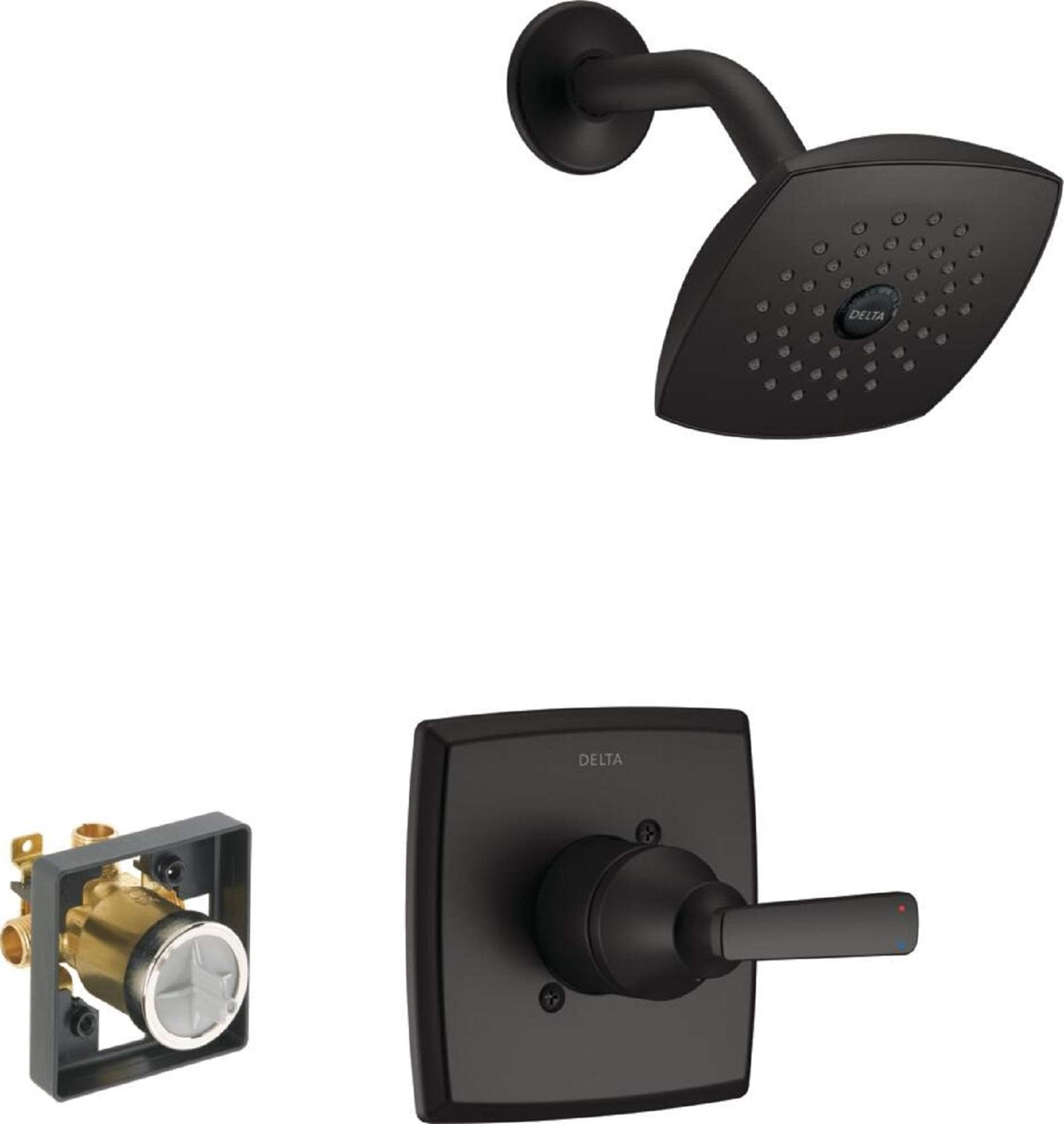 DELTA Faucet Ashlyn 14 Series Single-Handle Shower Faucet, Shower Trim Kit with Single-Spray Touch-Clean Shower Head, Matte Black T14264-BL (Valve Included)