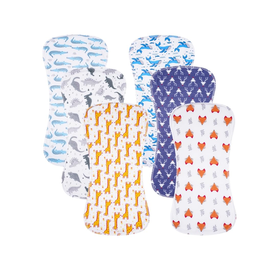 6 Pack Cotton Baby Burp Cloths Extra Absorbent Soft for Baby Boys and Girls (Multi03)