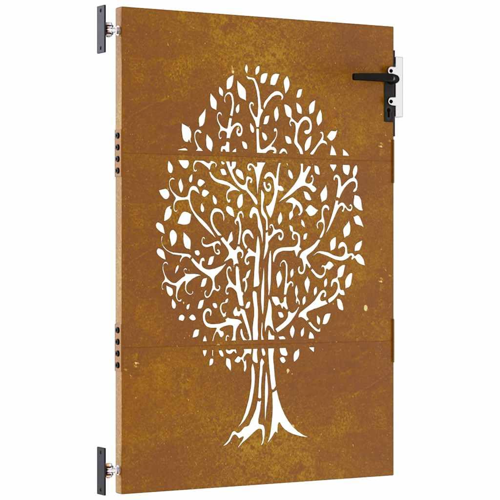 vidaXL Portail de jardin 85x125 cm acier corten conception de l'arbre