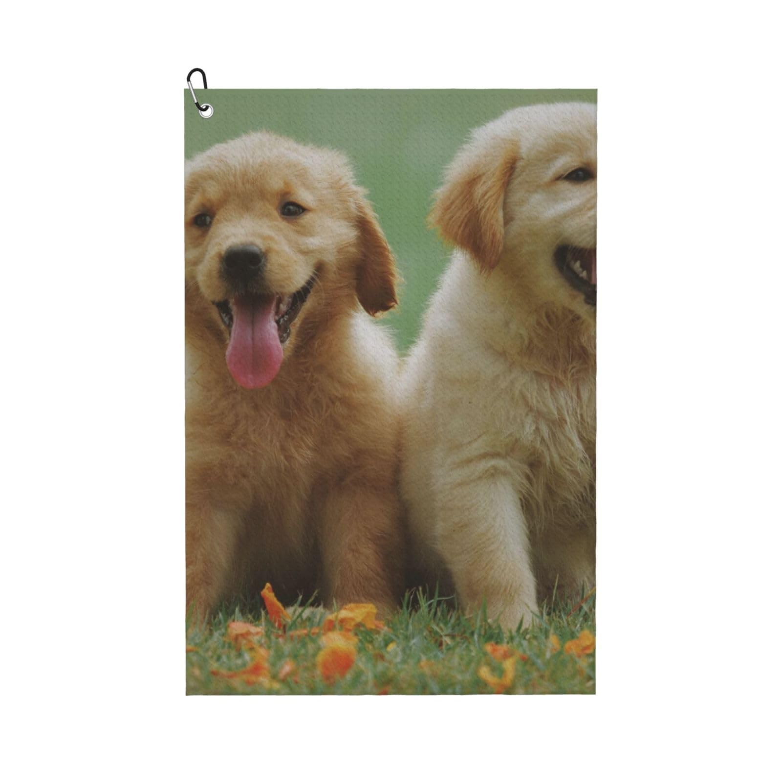 Hnnkloy Yellow Labrador Retriever Puppies, 16x24 in Portable Waffle Golf Towels with Carabiner Clip for Golf Bag