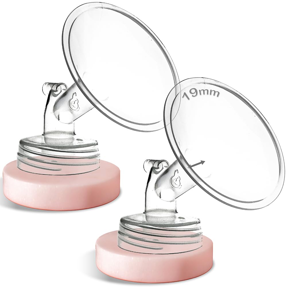 19mm 2 pc Flanges Compatible with Spectra S2 S1 9 Plus Synergy Gold Breastpump Replacement to Spectra Pump Parts Flange Accessories Wide Mouth Work with Valve Backflow Protector Bottle