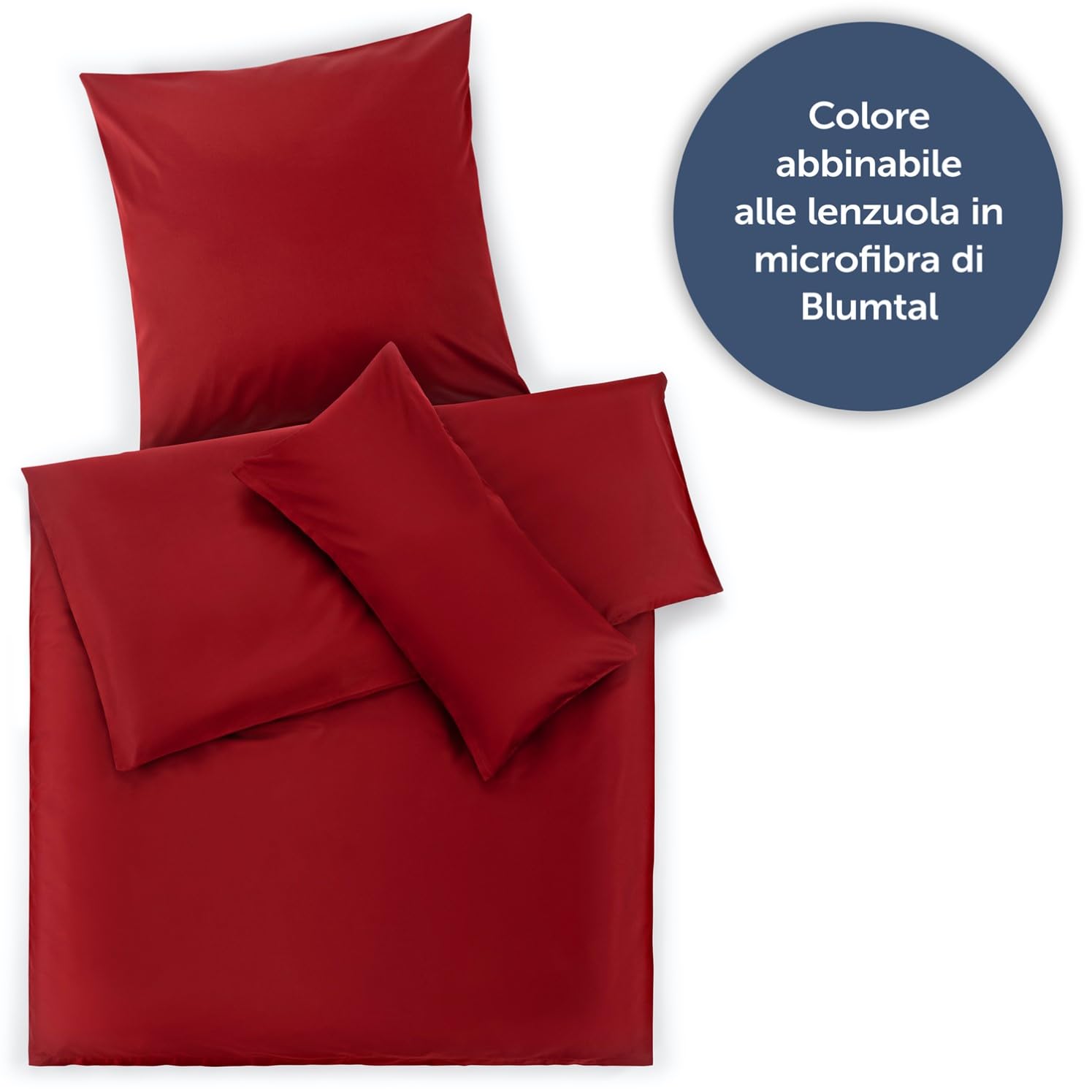Blumtal Copripiumino Matrimoniale 250x200 e Federe 50x80 - Set di Lenzuola in microfibra extra morbida certificata Oeko-Tex, Set Copripiumino Matrimoniale con 2 Federe - 3 pezzi - Rosso Aurora