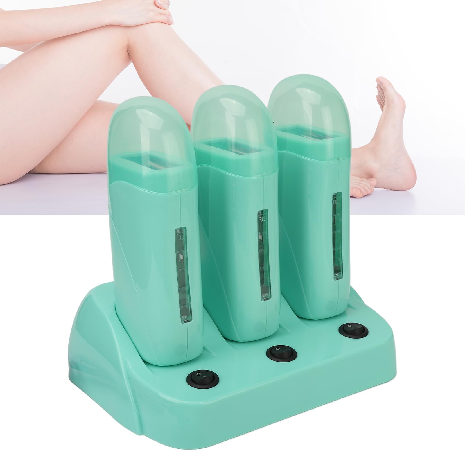 Kit De Cera Roll On De 3 Piezas Con Base, Juego De Calentador De Cera Para Depilación Eléctrica Para Axilas, Piernas Y Brazos, Fusión Rápida(EU)