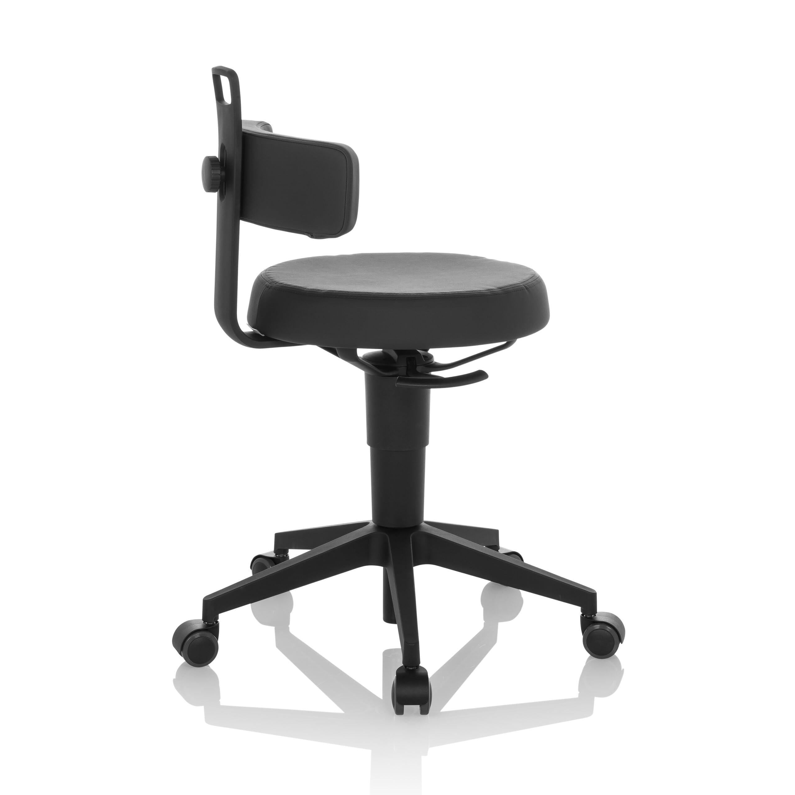 hjh OFFICE Silla de Equilibrio Regulable en Altura Top Work Flex PU Taburete de Trabajo móvil con Respaldo, imitación de Cuero Negro