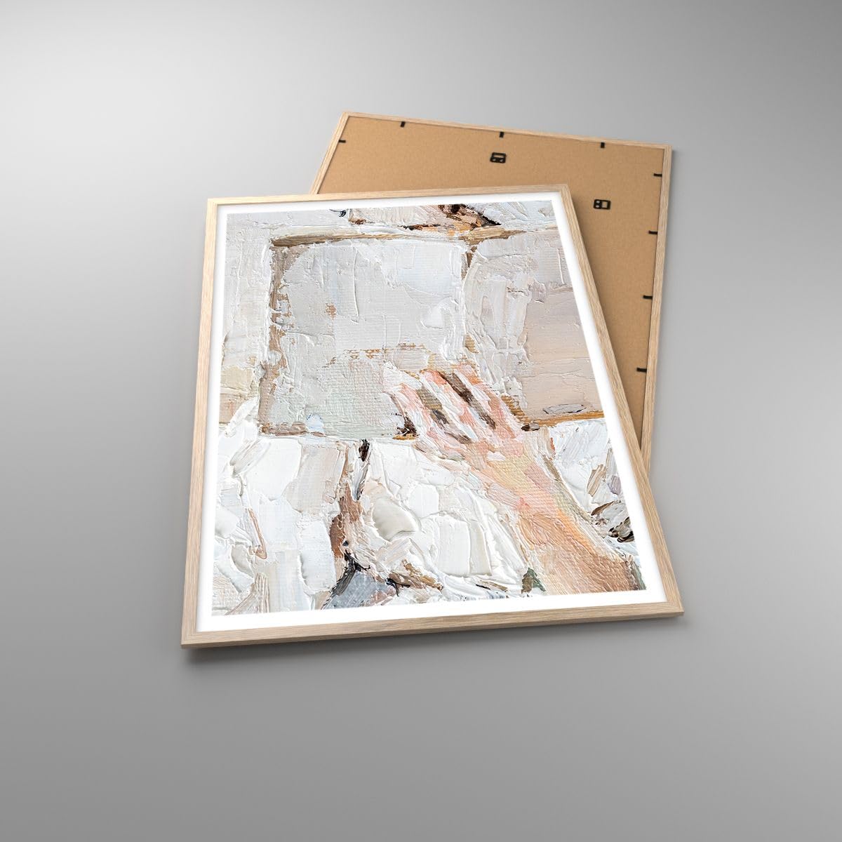 ARTTOR Poster Wandbild Kunstdruck 70x100cm Abstrakt Menschen - 5514 - P2N | Hallo Buch Minimalismus Vertikal mit hellem Eichenrahmen Wohnzimmer Schlafzimmer Küche Büro Wanddeko Kunstposter ARTTOR