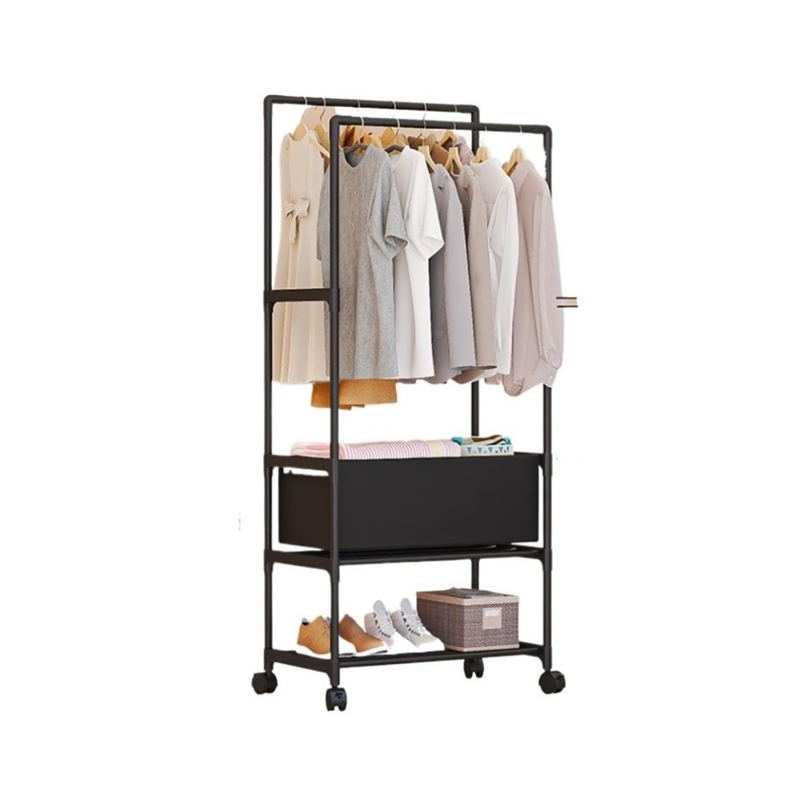Szafa Garderoba Prosty Wieszak Na Ubrania Wieszak Na Ubrania Szafa System Organizera Wolnostojący Wieszak Na Ubrania Szafa Sypialnia(Black)