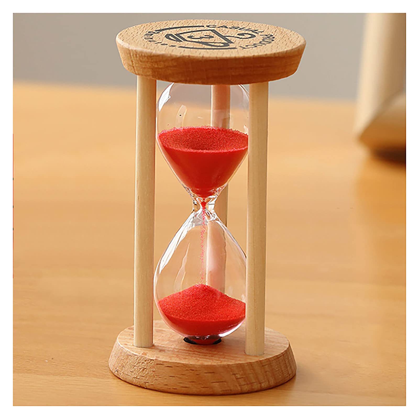 timer， Wooden Hourglass Timer For Children Brushing Teeth Sand 3/5 Minutes,Time Management Assistant,Creative Gift)(Red,3 minutes (round))