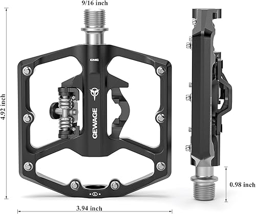 Miniatura 5 de Pedales de bicicleta de montaña - Pedales planos de bicicleta de doble función y pedales sin clip - Pedales de plataforma de 916 pulgadas