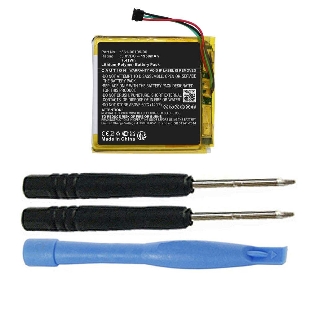 MPF Products 1950mAh 361-00105-00 Battery Replacement Compatible with Garmin Edge 1030 (010-01758-00) GPS Cycling/Bike Computer with Installation Tools