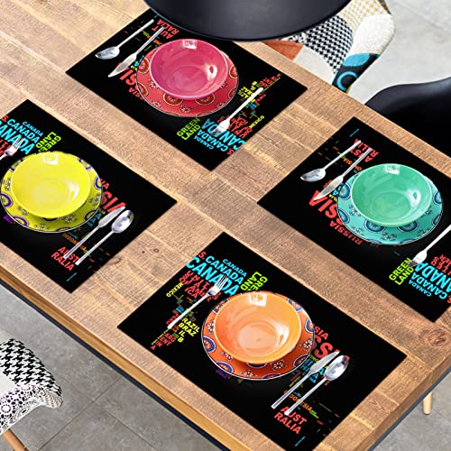 Sets de table carte du monde lavables pour protéger de la chaleur - 8