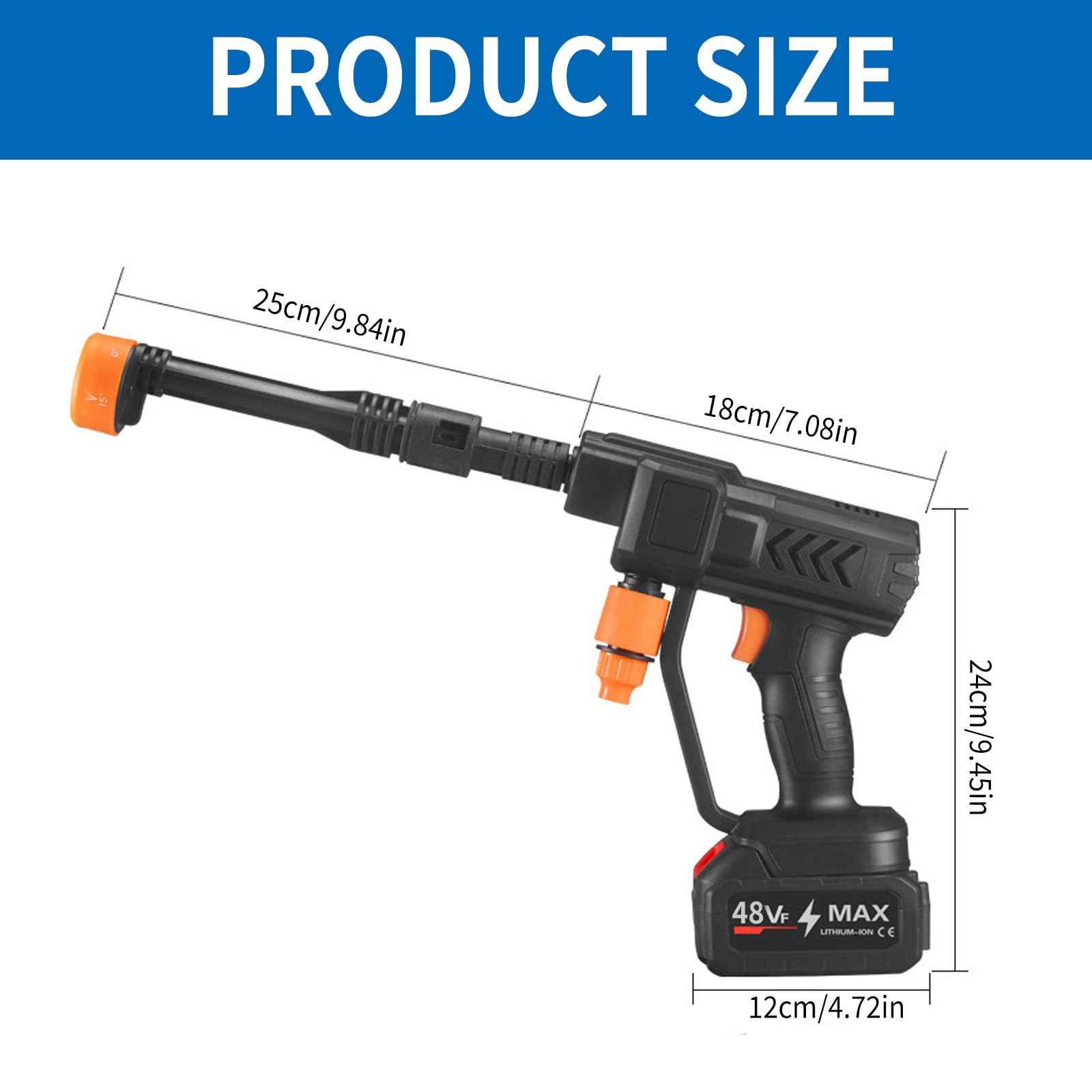 Idropulitrice A Batteria 60 Bar – Portatile 600W Con Ugello 6 In 1, 2 Batterie 1500mAh, Tubo 5 M, Per Auto, Giardino E Barca