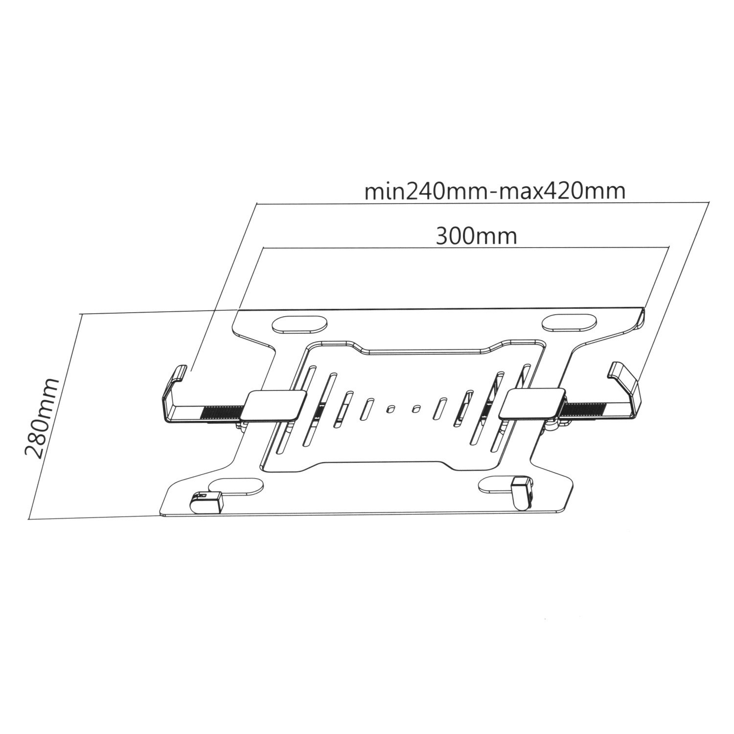 Maclean MC-764 uchwyt na laptopa adapter do uchwytów monitora VESA 75 x 75 100 x 100 mm do laptopów 23-42 cm, maksymalne obciążenie 4,5 kg, oszczędność miejsca, bezpieczny i łatwy