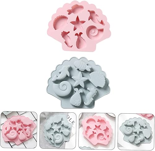Miniatura 4 de Abaodam Molde de silicona oceánico para cubitos de hielo, moldes de silicona para hornear, cupcakes, galletas de fiesta, tema marino, fondant,