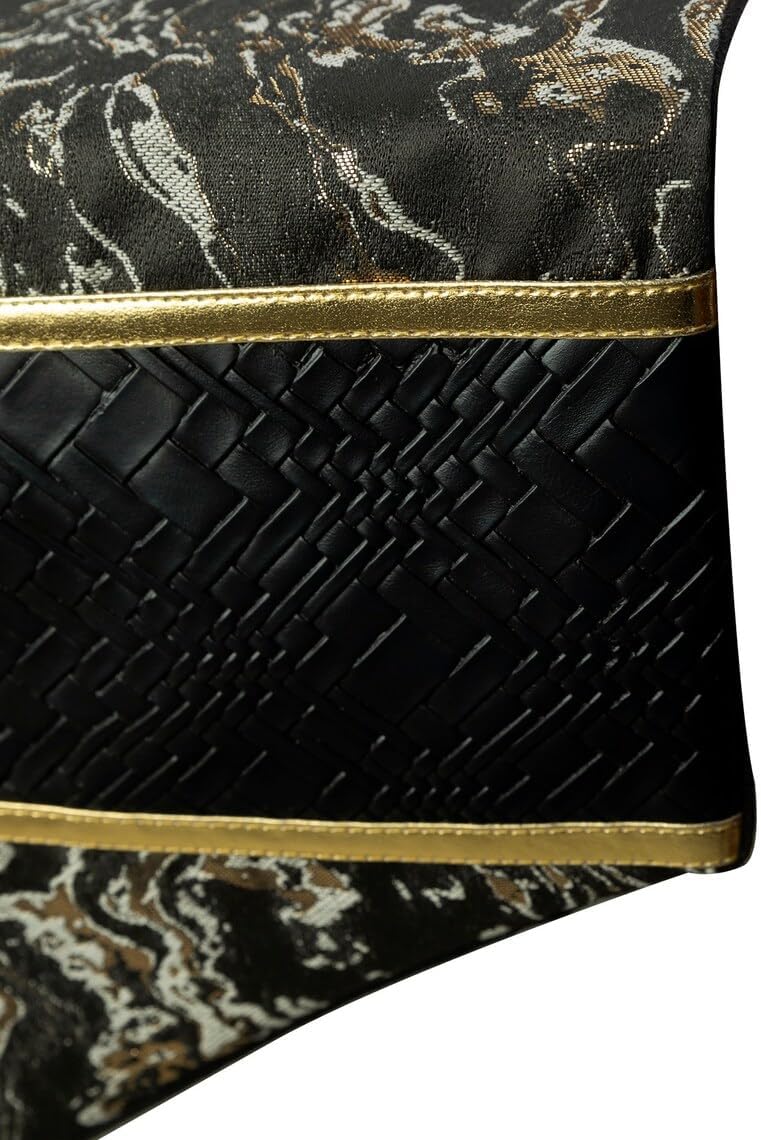 The HomeCentric Decorative Black Table Runner 8 Seater Table Runner (16 x 108 inch), Tassles & Marble Pattern Table Runner, Leather Fabric Table Linen, Abstract Halloween Decorations - Leather Runway