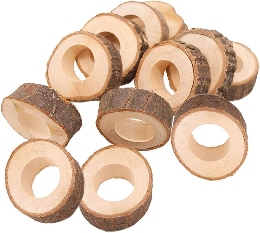 Serviettenringe mit Schnallen/Tischdekoration, 7-teiliges Set kreativer Serviettenringe aus Holz für Dinner, Hochzeit, Bankett und Partys