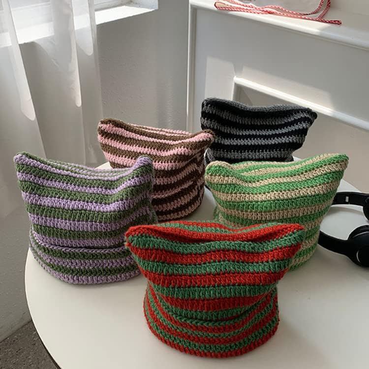 Crochet Hats for Women Cat Beanie Vintage Beanies Women Fox Hat Grunge Accessories Slouchy Beanies for Women - Image 4