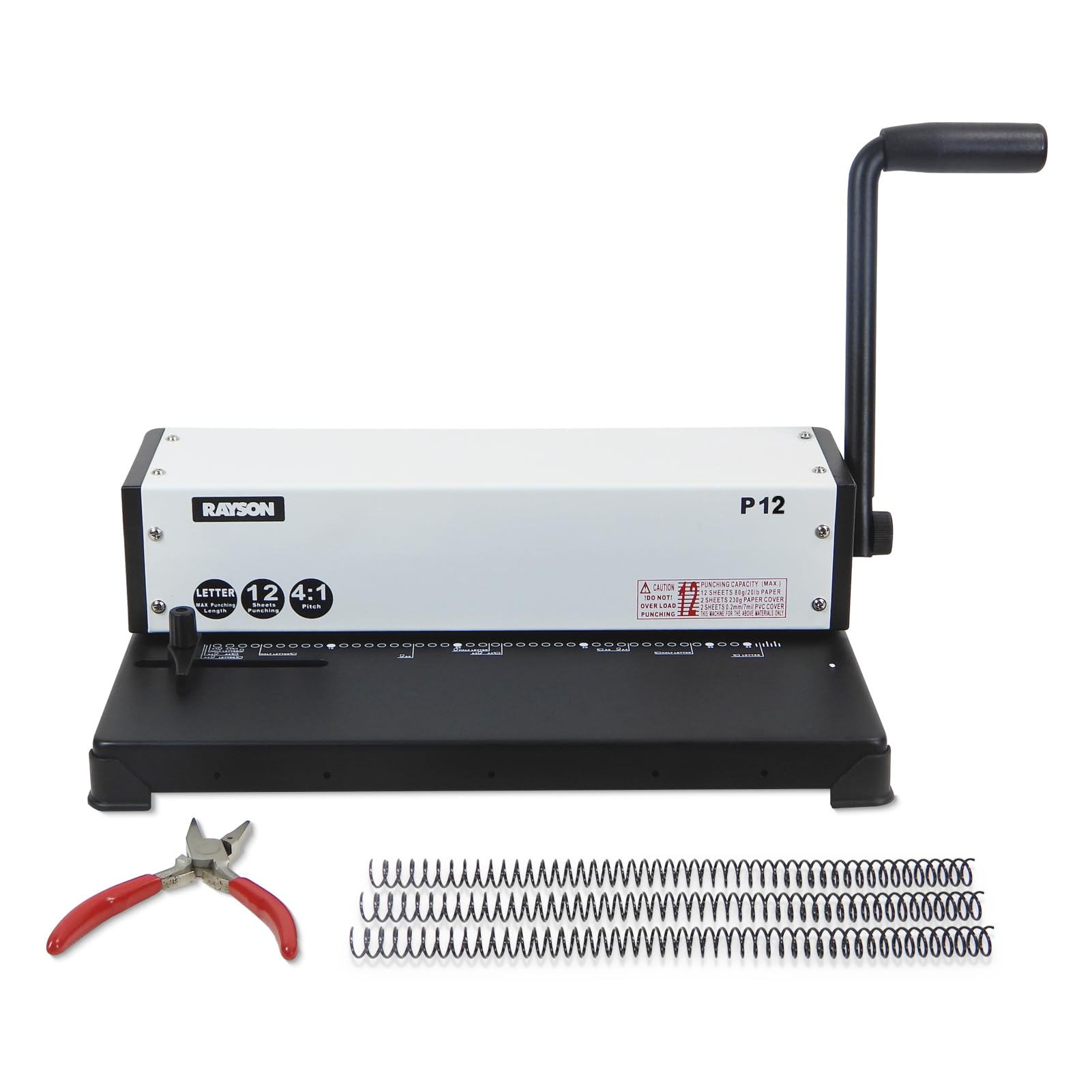 RAYSON Spiral Coil Binding Machine, 46-Hole, Punches 12 Sheets, P12