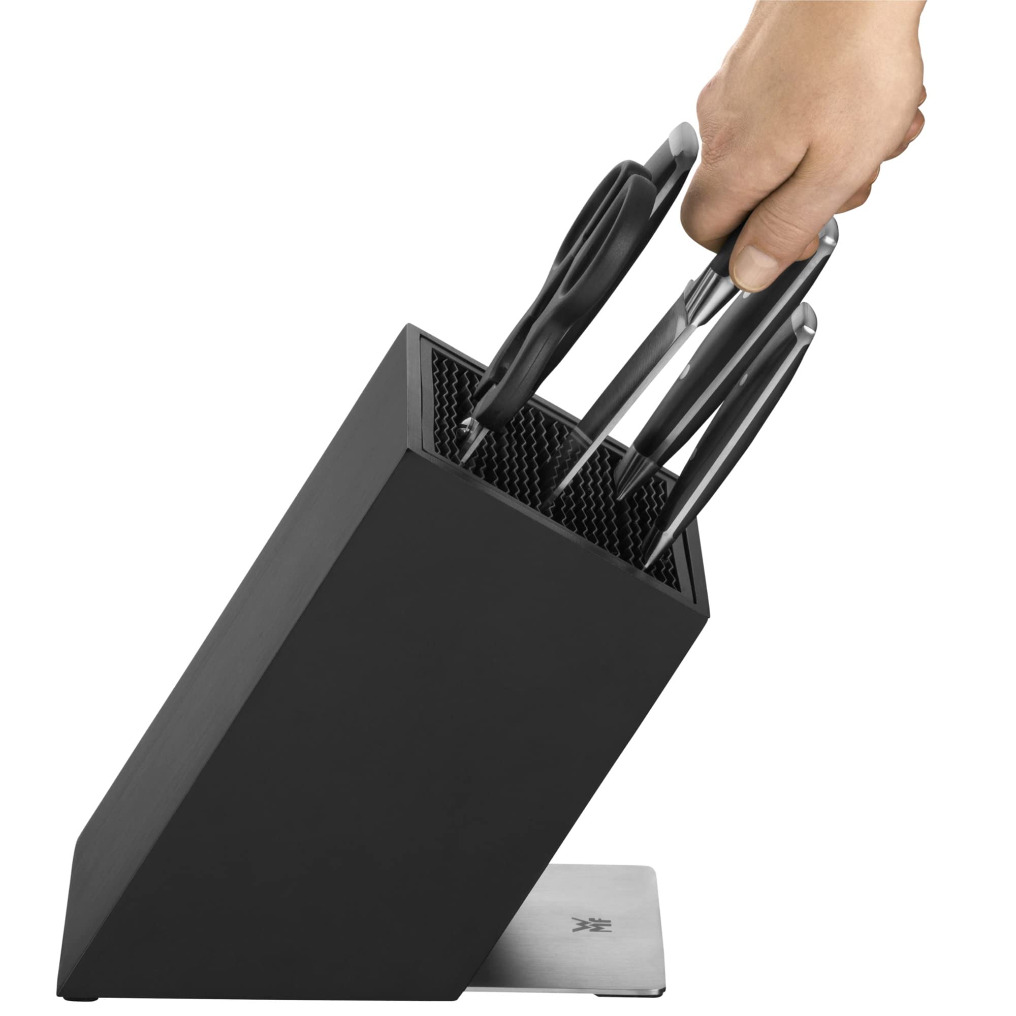 WMF Flextec Cromargan - Bloque para cuchillos (vacío, sin cuchillo, acero inoxidable), color negro