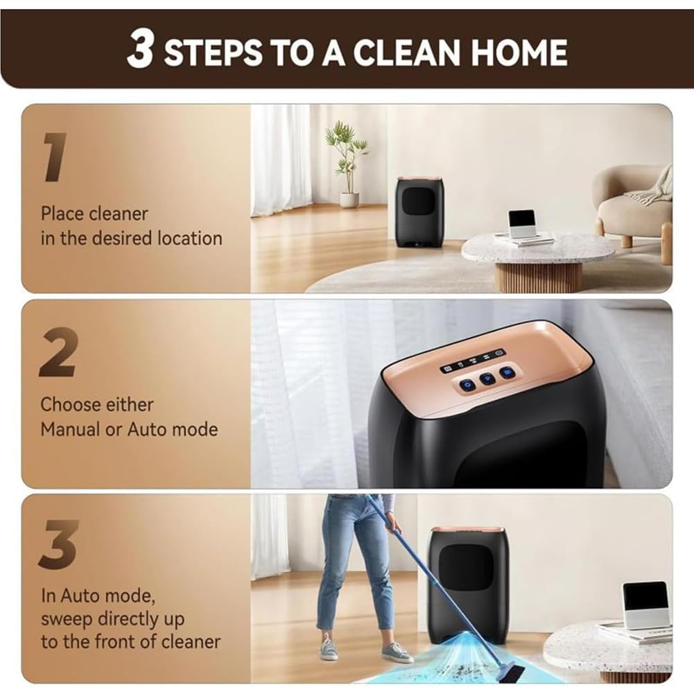 RENJJPBO Pro Touchless Vacuum Cleaner - 1500W Bagless Canister with Automatic Dustpan for Pet Hair, Salon Cleaning, and Easy Sweeping - Efficient Hair