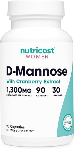 Nutricost D-manosa con extracto de arándano para mujeres 1300mg 90 cápsulas
