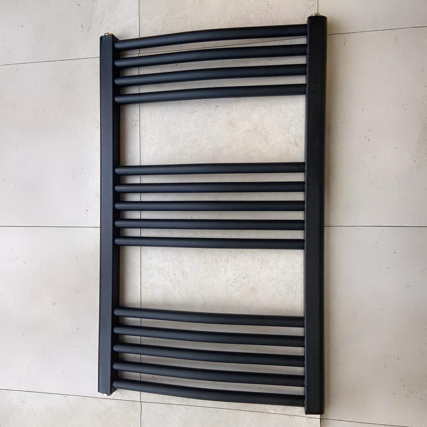 Greened House Milano Black Heated Curved Towel Rail 500mm W x 800mm H Central Heating Towel Radiator