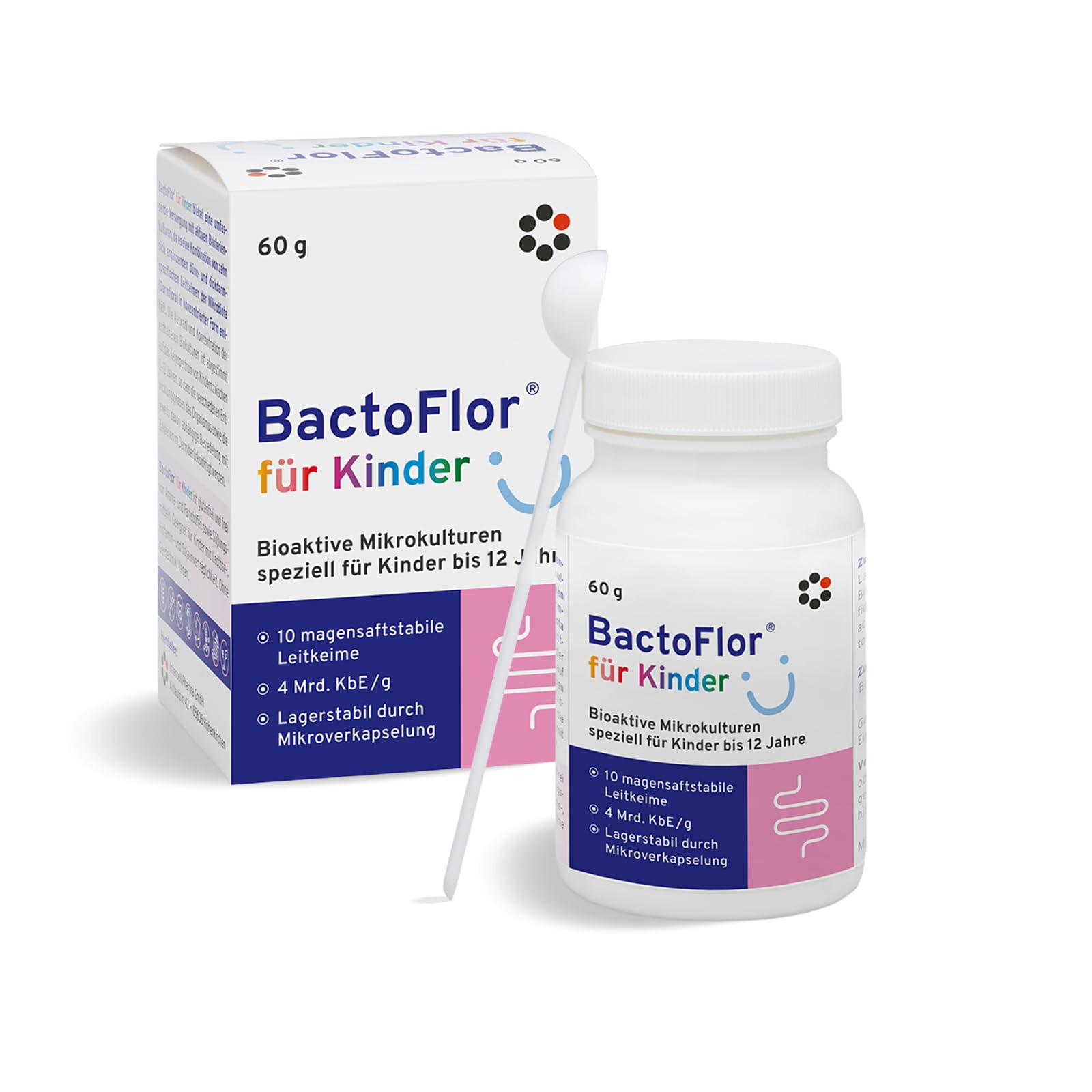 BactoFlor® für Kinder (60 g)– Probiotika Pulver mit 10 Kulturen für den Darm – 4 Mrd. KbE/g – mit Lactobacillus & Bifidobacterium – geschmacksneutral, vegan & glutenfrei – für Kinder bis 12 Jahre
